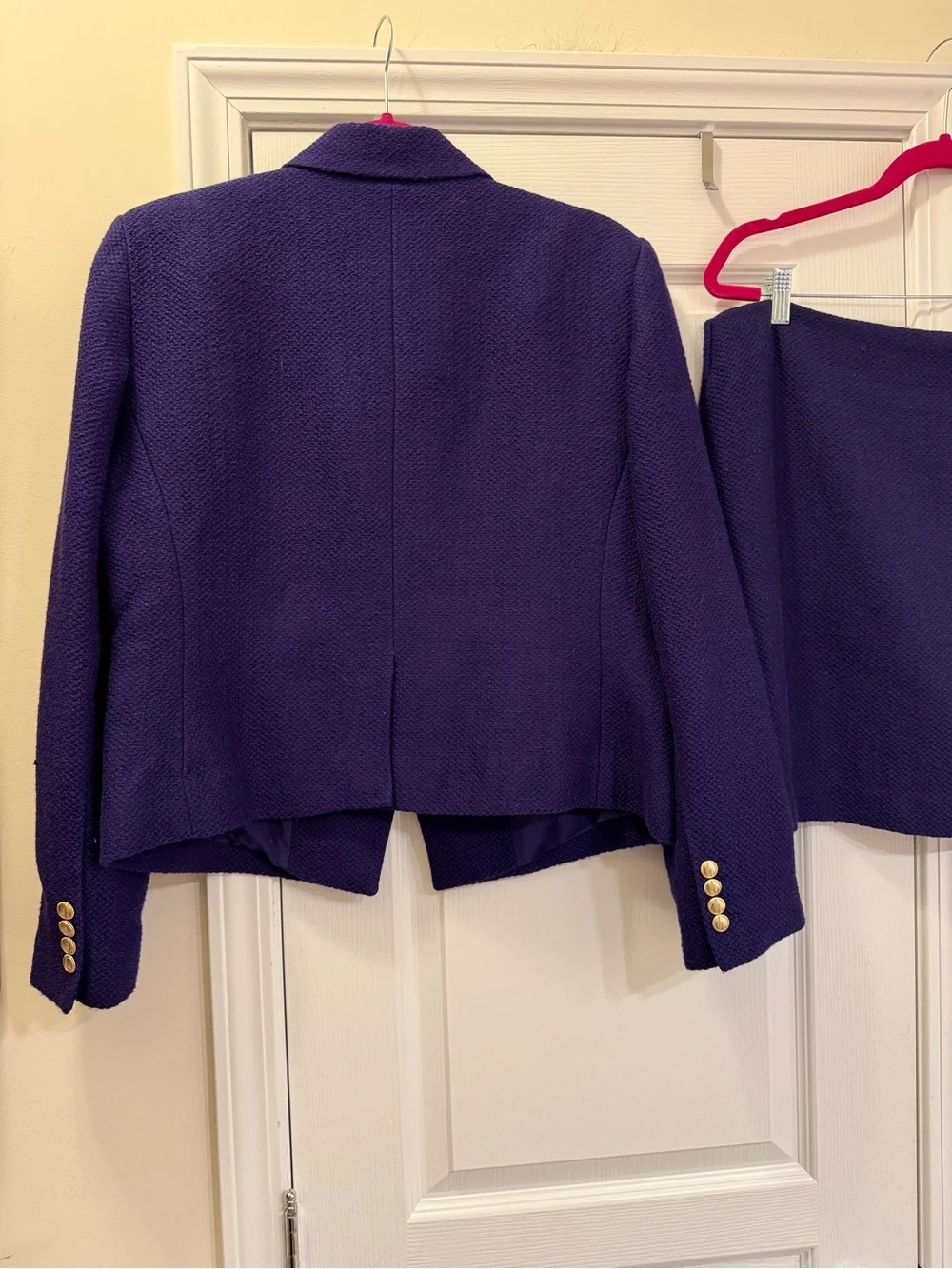 NWT Ann Taylor Deep Purple Textured Blazer & Skirt Set